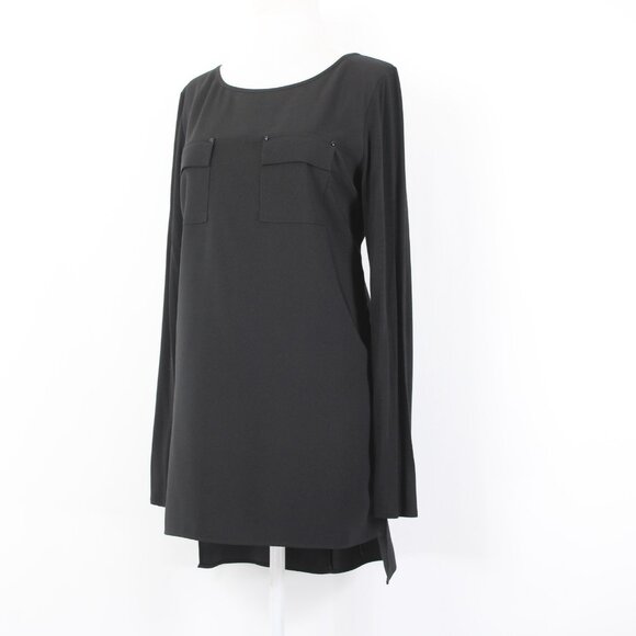 White House BM Top Sz 10 Black Hi Lo Zipper Poly Rayon Top - Picture 3 of 14